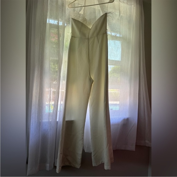 NWT 12th Tribe White Velma Feathered Strapless Jumpsuit - Picture 5 of 9